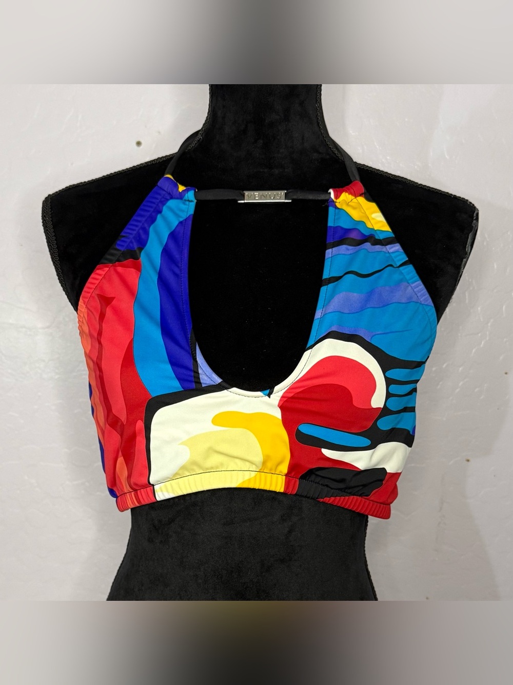 Venus Multicolor Abstract Halter Bikini Top